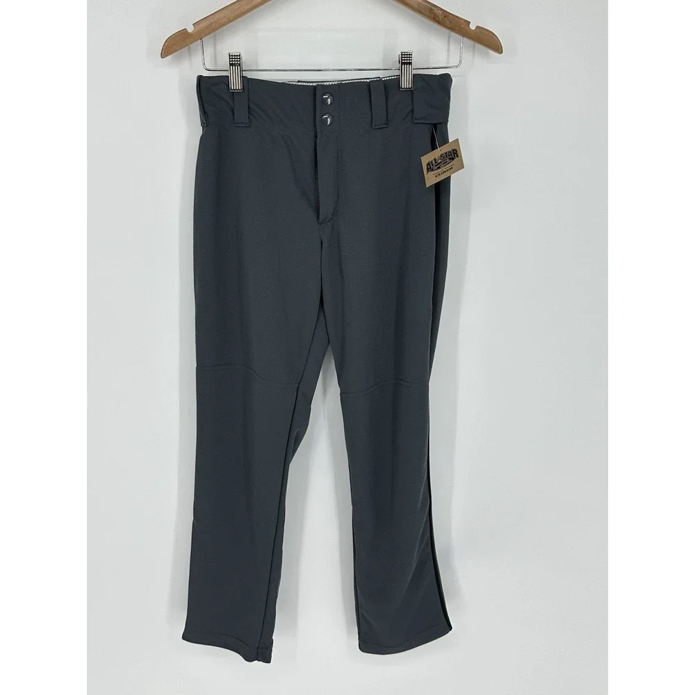 Alleson Athletic Youth Sz L Gray Piped Side Stripe Softball Baseball Pants P9